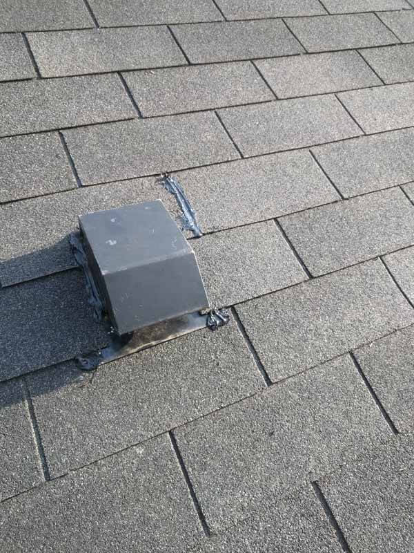 Bathroom roof vent damper installed
