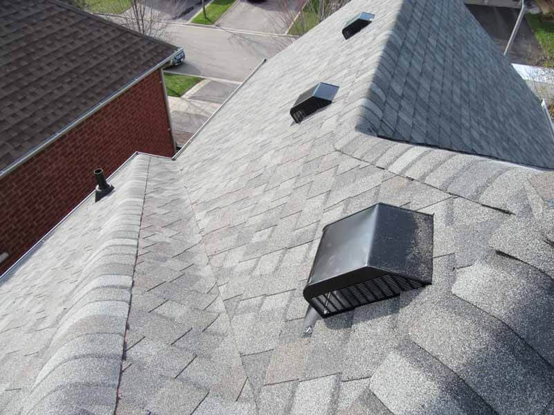 Roof ventilation installed on residential asphalt shingle roof