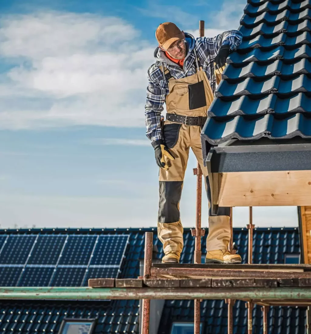 Caledon commercial roofing professional inspecting a roof