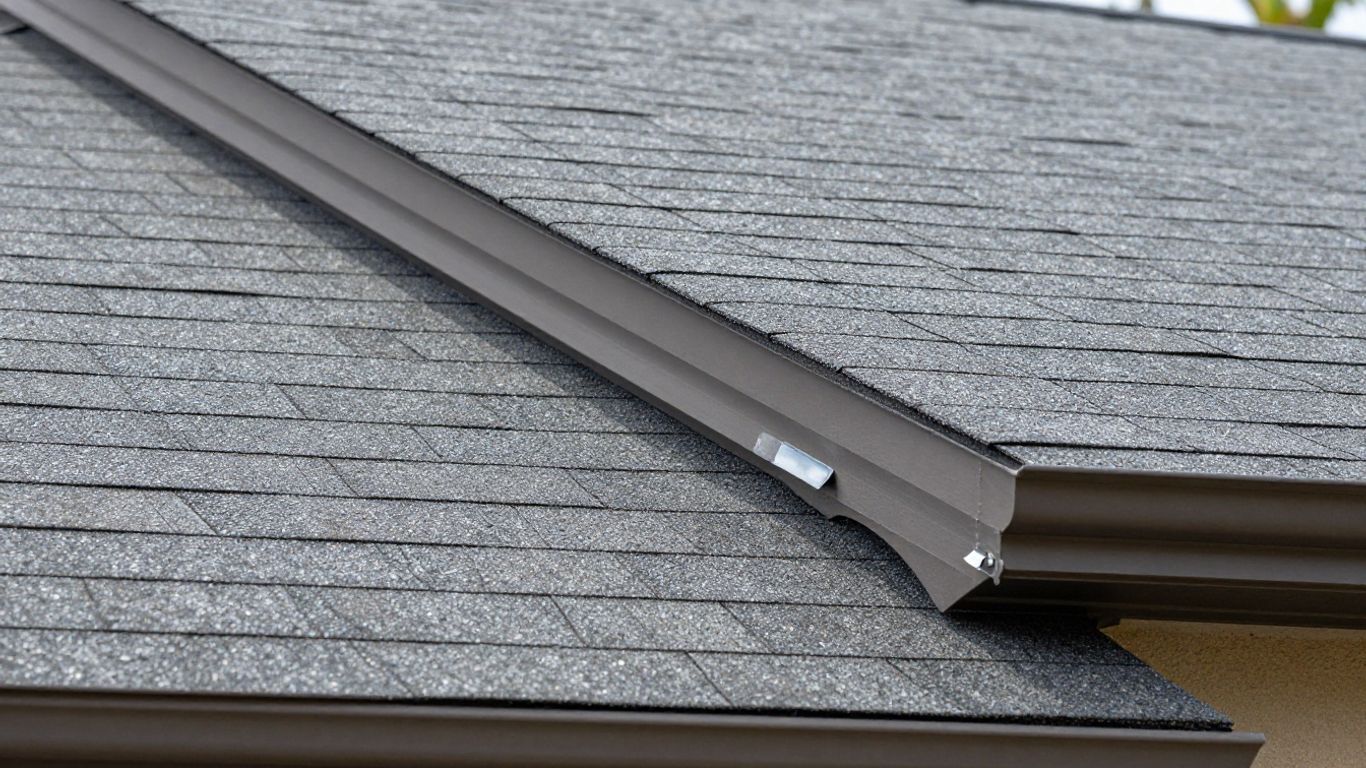 Close view of layered roof flashing types