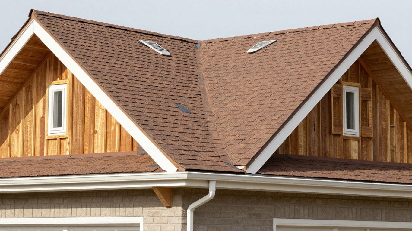 Layered residential roof showing key components