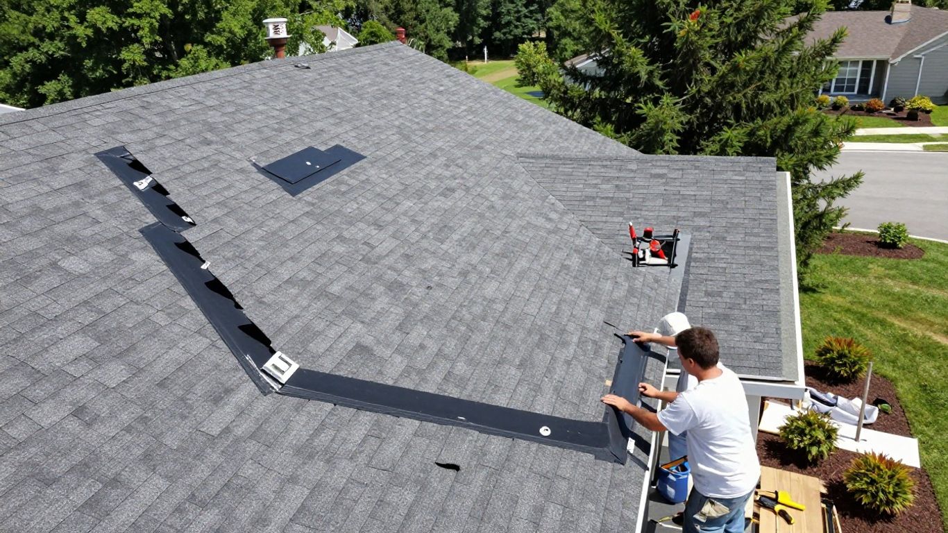 Roof replacement with exposed deck and new shingles