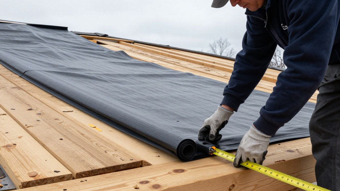 Roofer installing membrane beneath shingles - Mississauga