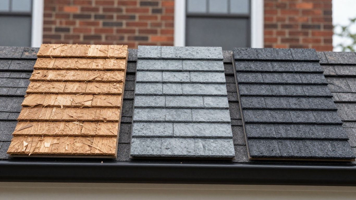 Cedar slate and asphalt roof samples