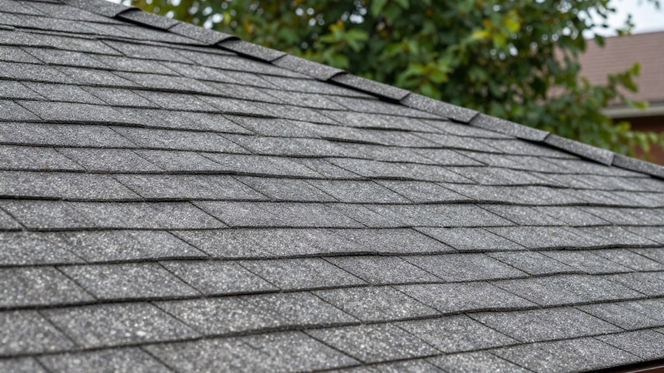 Close view of worn asphalt roof shingles