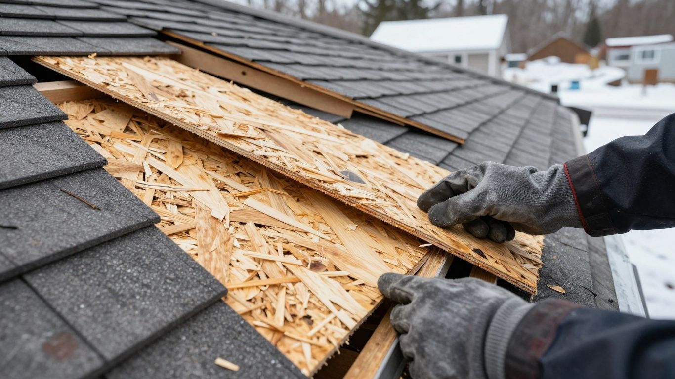 Roof inspection comparing plywood and OSB sheathing