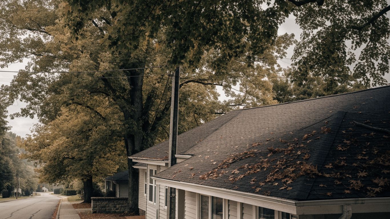 Mature trees over an Oakville home roof